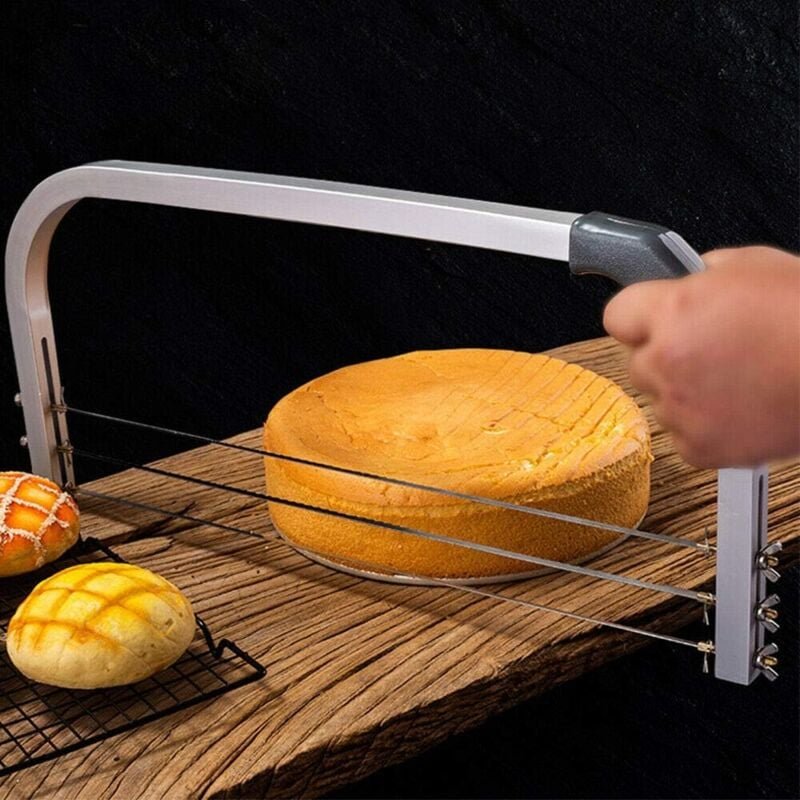 3 Drähte Tortenschneider Tortenteiler Edelstahl & Alu Alloy, Verstellbar 3 Klingen Tortenbodenteiler Kuchenschneider Wir...