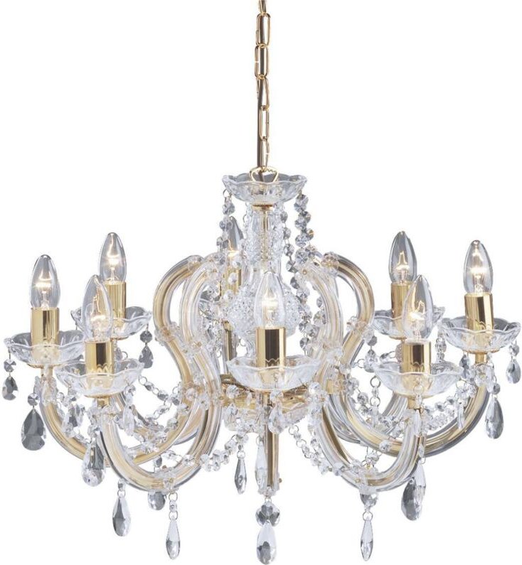 Searchlight Marie Therese - 8 Light Crystal Chandelier aus poliertem Messing, E14