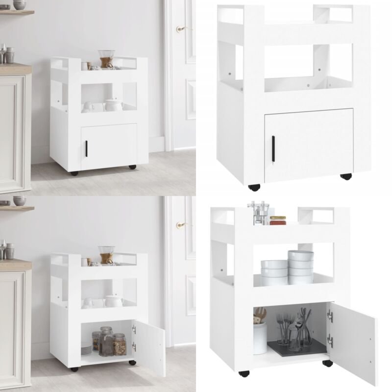 Küchenwagen Weiß 60x45x80 cm Holzwerkstoff - Küchenwagen Weiß - Küchenwagen mit Ablagen