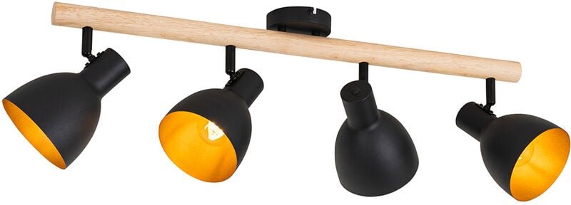 Ländlicher Spot schwarz mit Holz 4-flammig – Flint