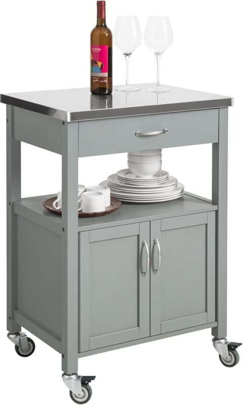 FKW22-HG Küchenwagen mit Edelstahlplatte Küchenrollwagen Servierwagen Rollwagen Getränkewagen fürs Büro bht ca.: 60x92x4...