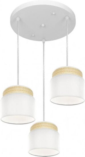 FABRILAMP 3-flammige Deckenleuchte Kandy Natur/Weiß Dimmbar