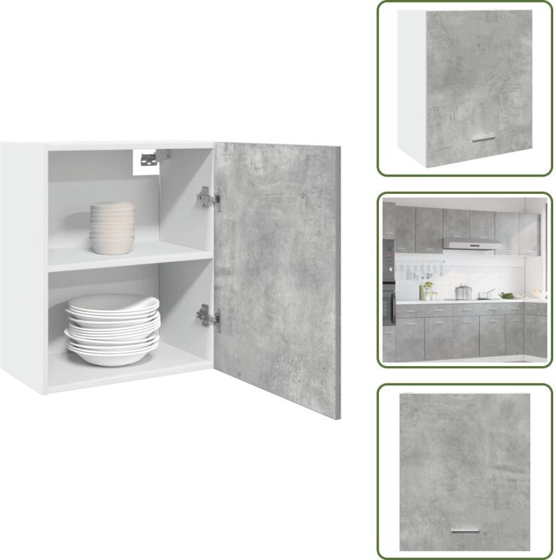 The Living Store Hängeschrank Lyon Betongrau 50x31x60 cm Holzwerkstoff - Küchenmöbel
