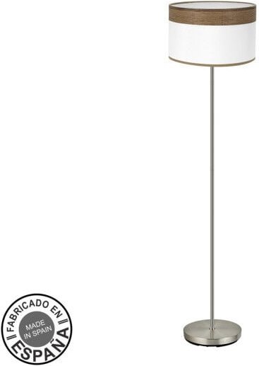 Fabrilamp - Cloe 1xe27 Leder/Weiß-Holz Dunkel 162x40x40 cm Wohnzimmerboden