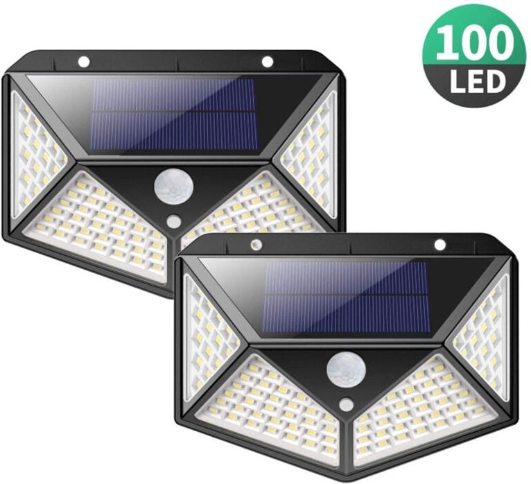 Solarleuchten Außen, 2er Pack 100 led Outdoor Wasserdicht 270° Solarleuchte Bewegungsmelder 180° Solarstrahler Solar Wan...