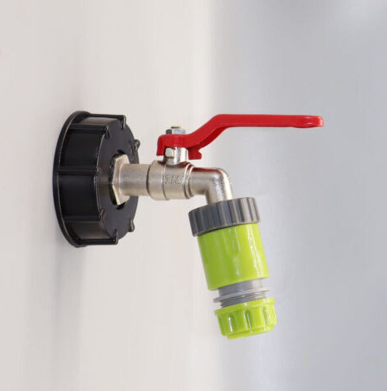 IBC-Hahn 1/2 Zoll Gartenhahn IBC-Container Auslaufhahnadapter S60x6, frostsicherer Messing-Kugelauslaufhahn für Wasserta...