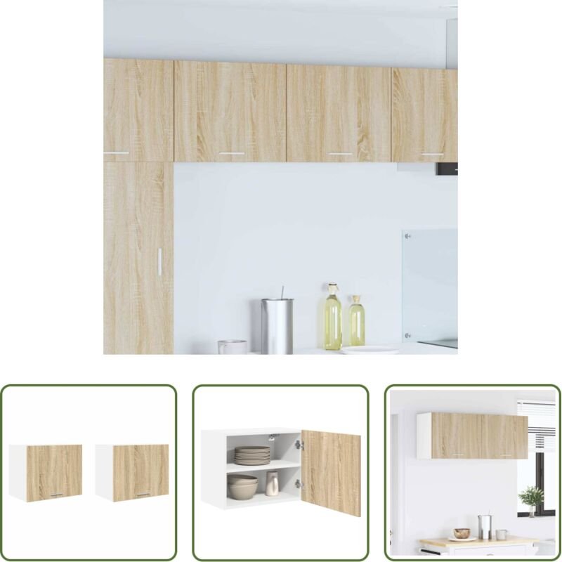 vidaXL Holzschrank - Hängeschrank 2 pcs Sonoma-Eiche und Weiß 50 x 31 x 40 cm