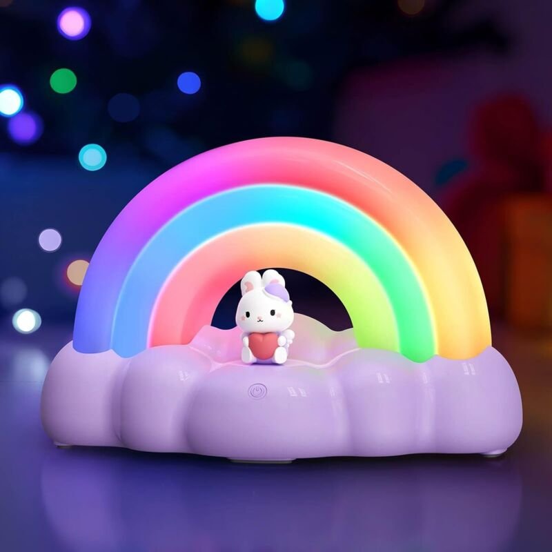 Regenbogen-Nachtlicht für Kinder, berührungsempfindliche LED, Timer, 3 Beleuchtungsmodi, USB-aufladbar, 1200 mAh