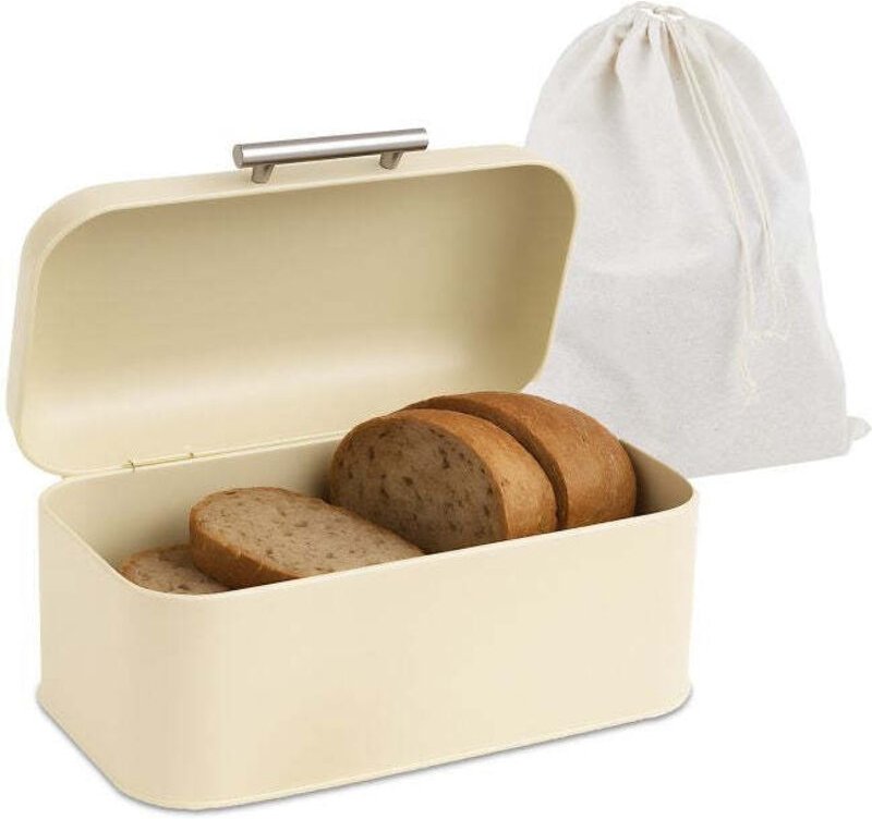 Brotkasten mit deckel und beutel - metall retro design