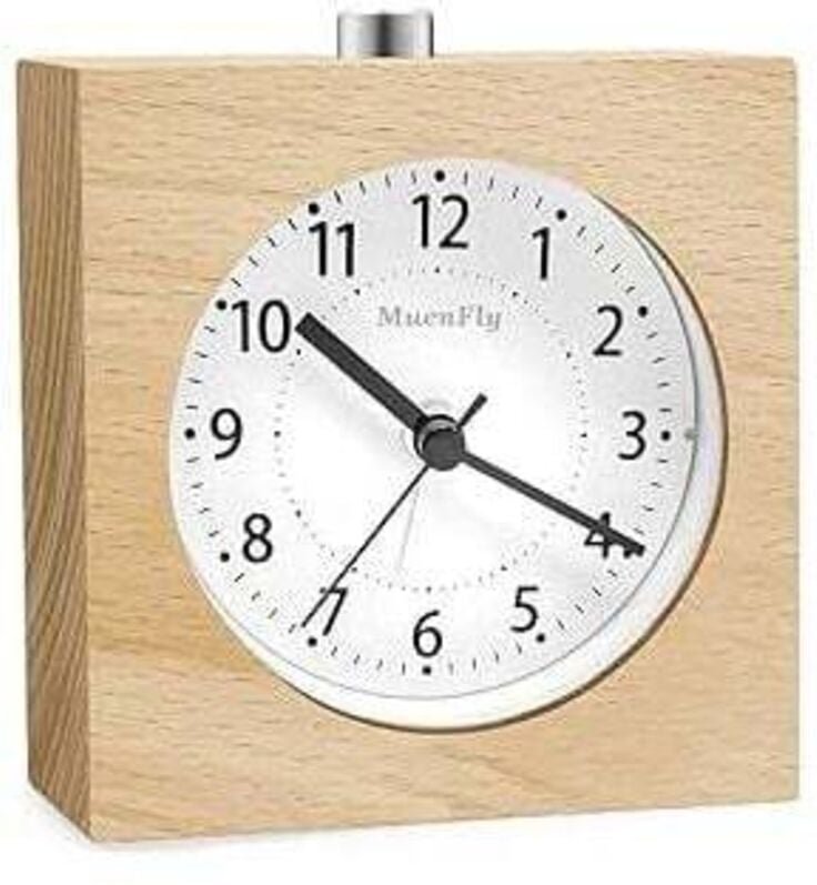 Nicht tickender analoger Wecker, Schlummerwecker aus Holz, Strahlungsfreier batteriebetriebener Wecker, Schreibtischuhr ...