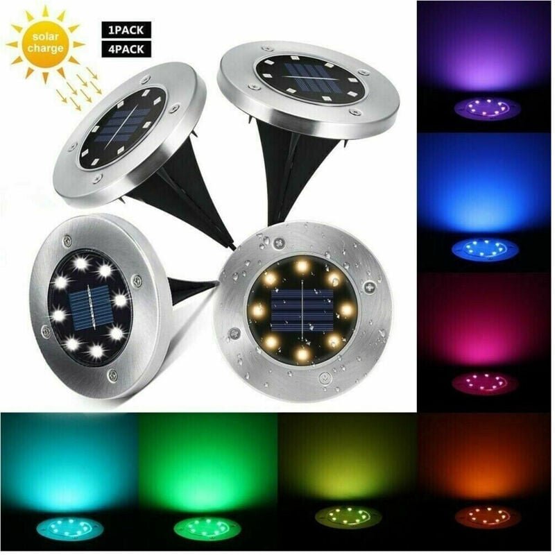 Trade Shop Traesio - Trade Shop - 4 Leuchtturm 8 led rgb Solar Gartenstrahler Stufenleuchte -