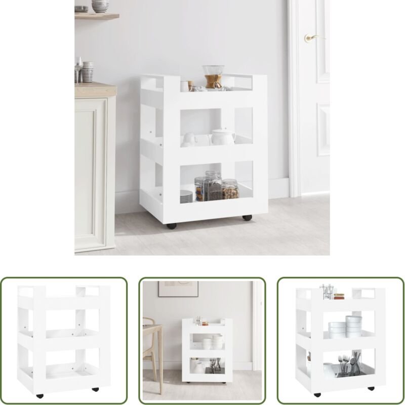 vidaXL Holzwerkstoff - Küchenwagen Weiß 60x45x80 cm Holzwerkstoff