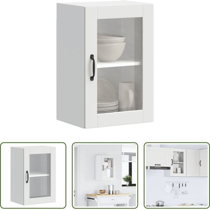 Küchenmöbel - Küchen-Hängeschrank mit Glastür Porto Weiß