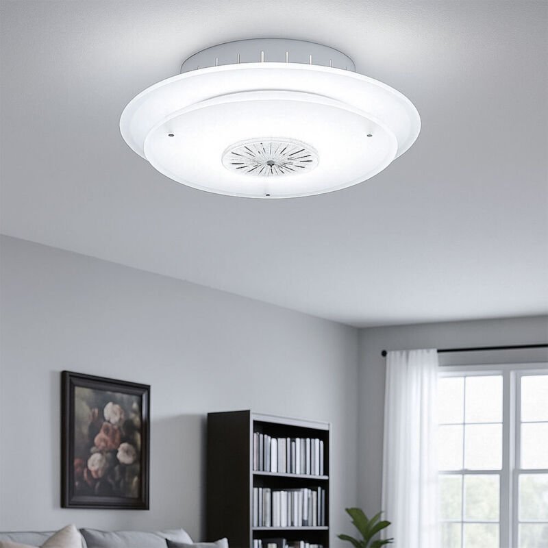 Esto - Deckenlampe Deckenleuchte Kristallleuchte Designleuchte Metall, Chrom, Glaskristalle, Glas satiniert, 1x R7s, DxH...