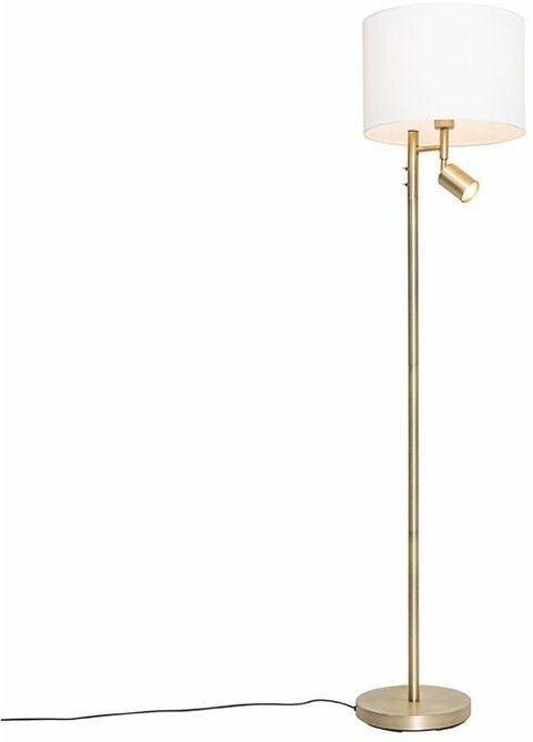 Stehlampe Bronze mit weißem Schirm und Leselampe - Jelena