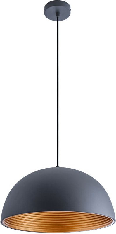 Pendelleuchte Hängelampe Esszimmer Küchenlampe Hängend 1,5m Textilkabel Ø40,5cm Anthrazit-Gold, Klar G95 800 Lumen / 7W ...