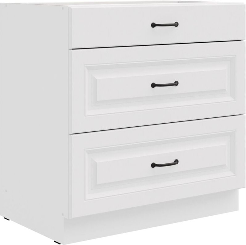 Küchen Preisbombe - Küchen Unterschrank 80 cm Stilo Weiß Vollauszug Soft-Close Küche Küchenzeile