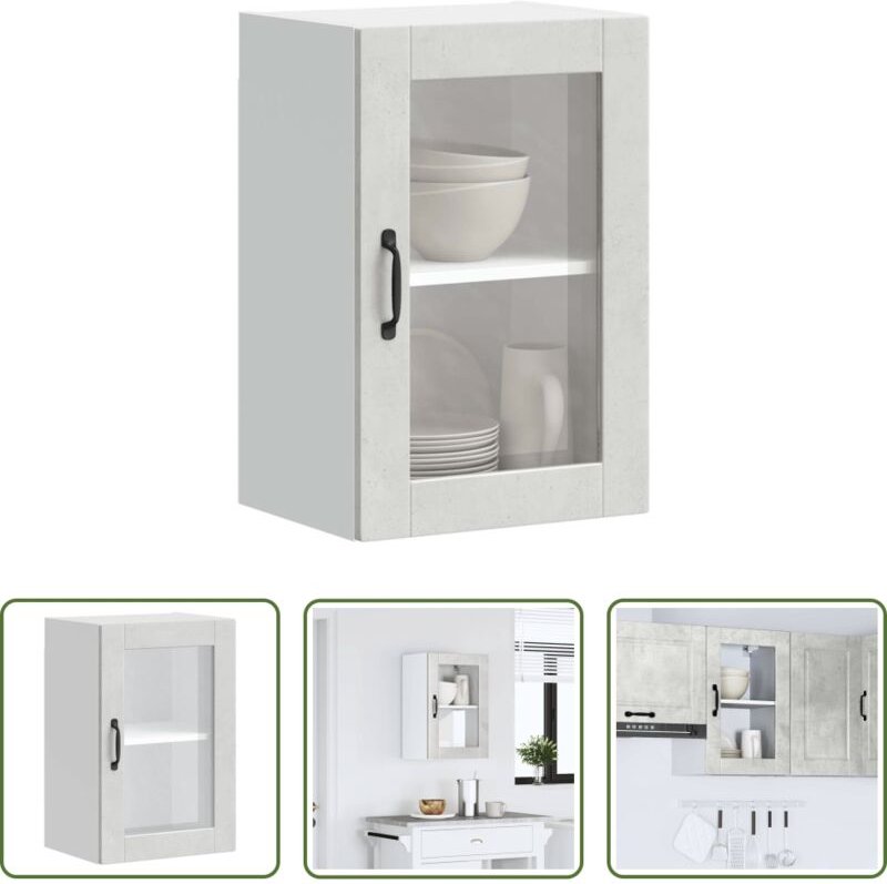 Küchenregal - Küchen-Hängeschrank mit Glastür Porto Betongrau