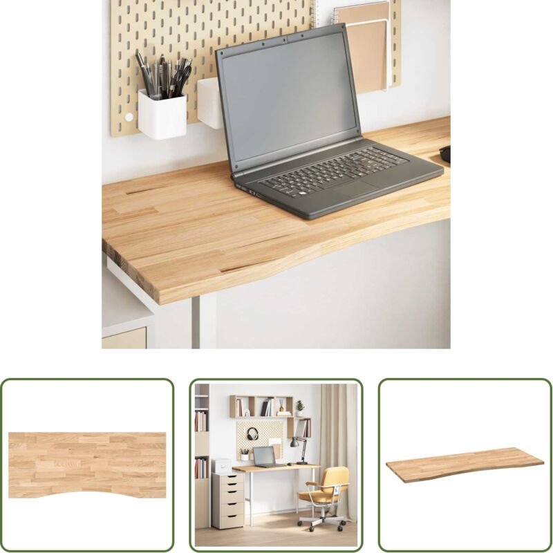 vidaXL Massivholz Tisch - Schreibtischplatte Unbehandelt 120x60x2,5 cm Massivholz Eiche