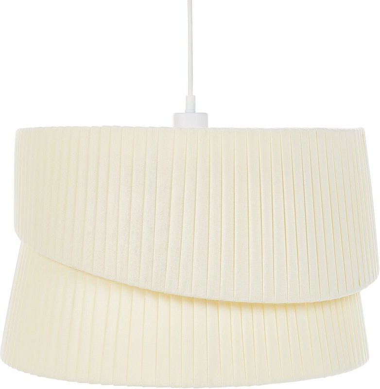 Hängeleuchte Beige Stoffschirm Asymmetrisch Rillen-Optik Plissee Trommelform Langes Kabel Modern Leuchte Esszimmer Schla...