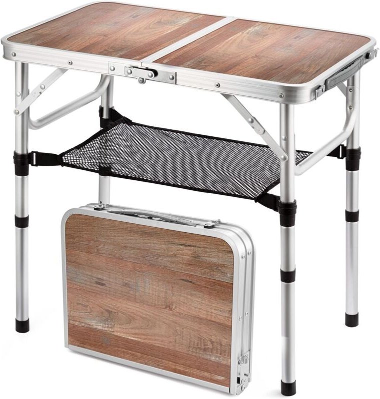 Generisch Klapptisch Camping Tisch Faltbar, Campingtisch Klappbar Höhenverstellbar mit Aufbewahrungsnetz, Leichter Alumi...