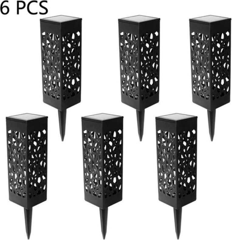 Linghhang - 6er-Pack Solarleuchten für den Außenbereich, weißes Licht, Außenrasenlampe, Hohllampe