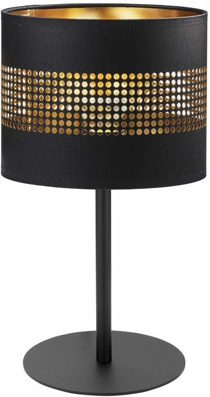 Licht-erlebnisse - Tischleuchte Schwarz Gold 39 cm Stoff Metall E27 Tischlampe Nachttischlampe