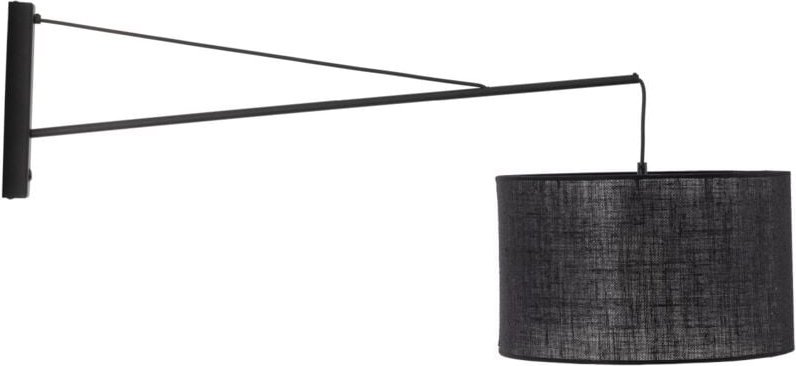 Wandleuchte Metall Stoff E27 40 cm hoch Schwarz Modern