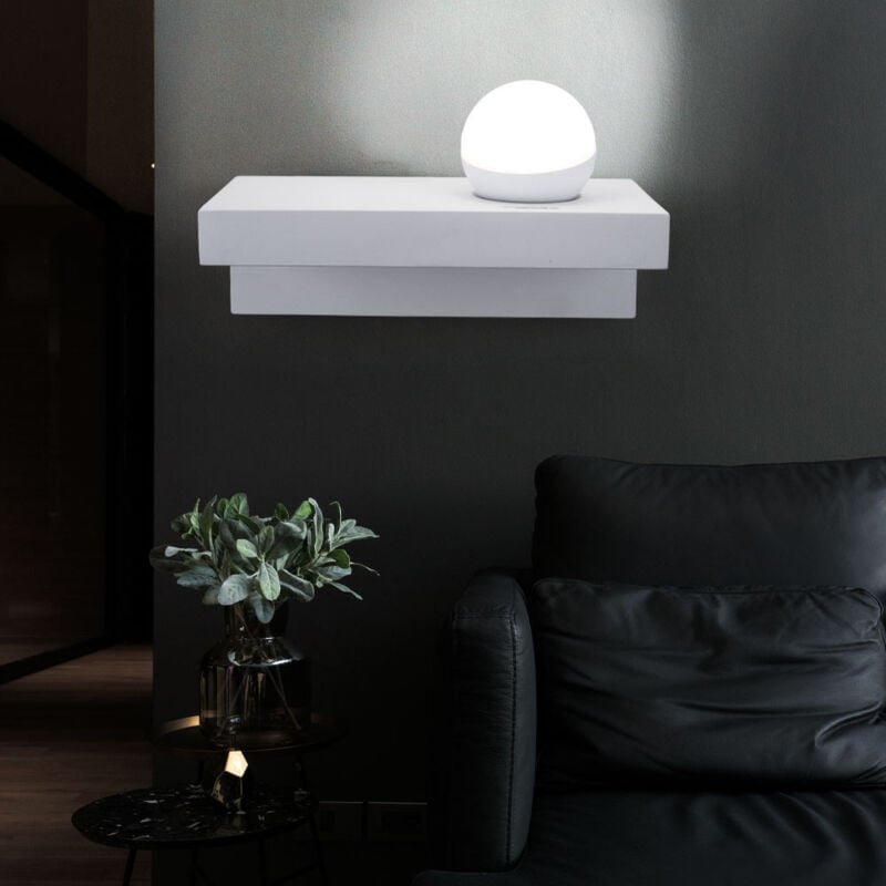 Wandleuchte Innen up Lampe Esszimmer Wandlampe Dielen Leuchte aus Gips bemalbar, Metall weiß, 1x led 1x 7 Watt 1x 690 lm...