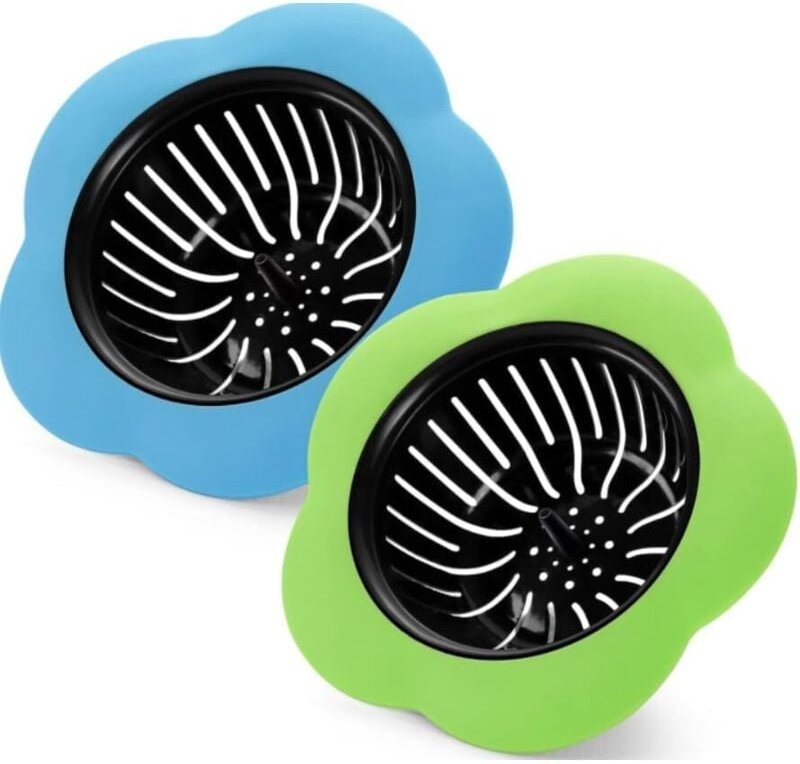 Set mit 2 Silikon-Spülbeckensieben, 11,4 cm Durchmesser, blaugrün