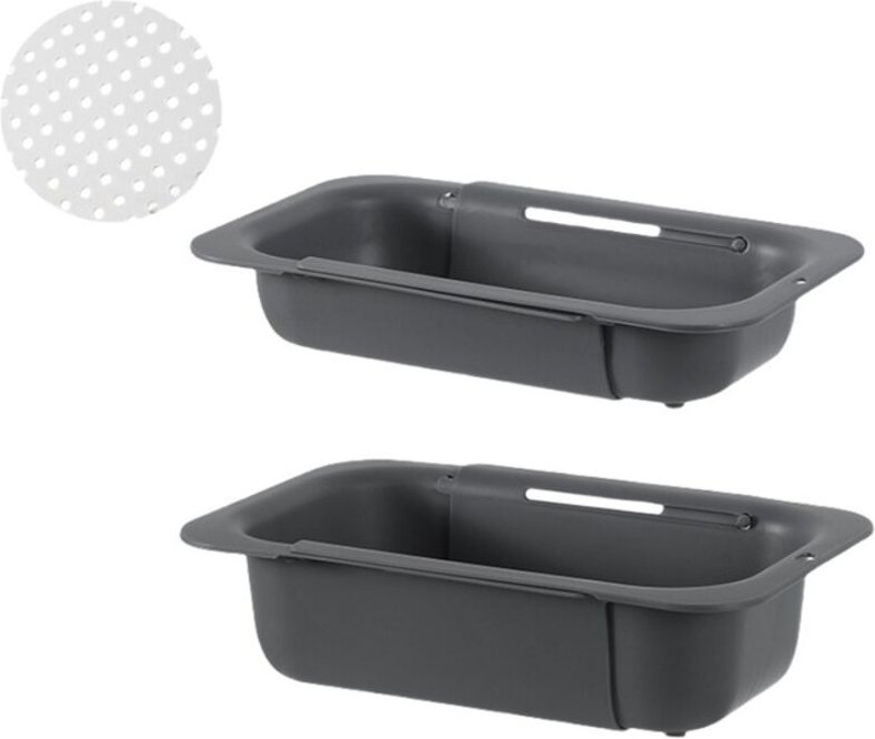 2-teiliges Spülbecken-Sieb – Zum Waschen von Gemüse und Obst, Abtropfen von gekochten Nudeln und Trockenwaren – Ausziehb...