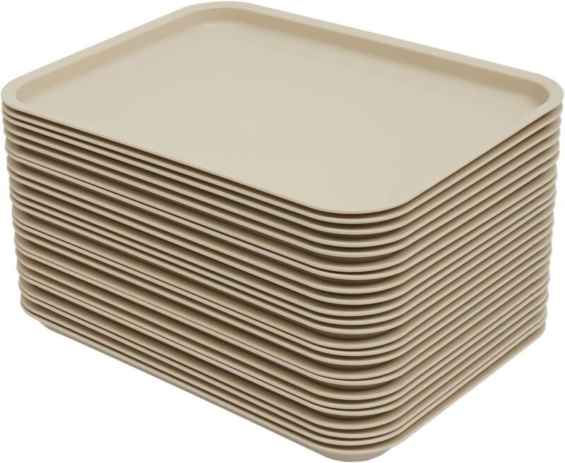 24 Stück Kunststofftablett, Serviertablett, Rutschfest Rechteckig Servierplatten, Plastik Tabletts aus Kunststoff Kunsts...