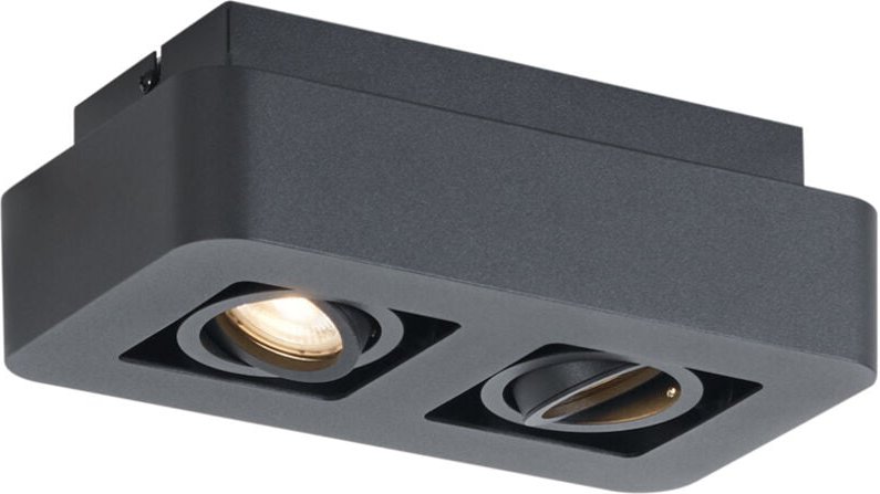 Abgerundeter Aufbaustrahler schwarz 2-flammig dreh- und schwenkbar - Dox