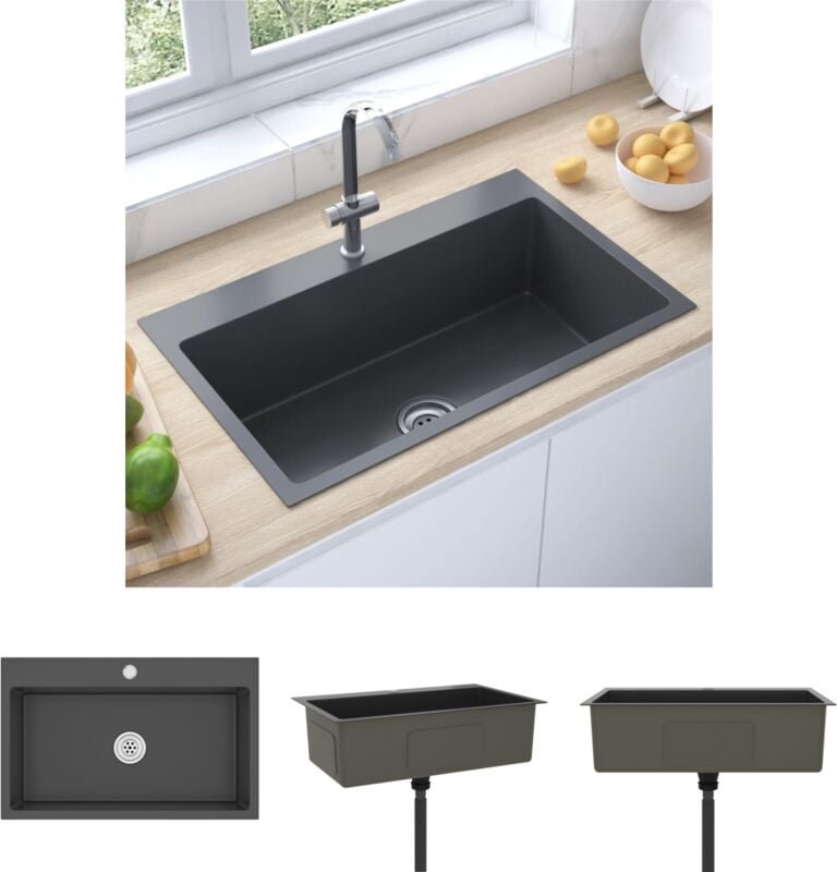 Maison Chic - The Living Store Handgemachte Einbauspüle Schwarz Edelstahl - Küchenspülen & Spülbecken - Schwarz