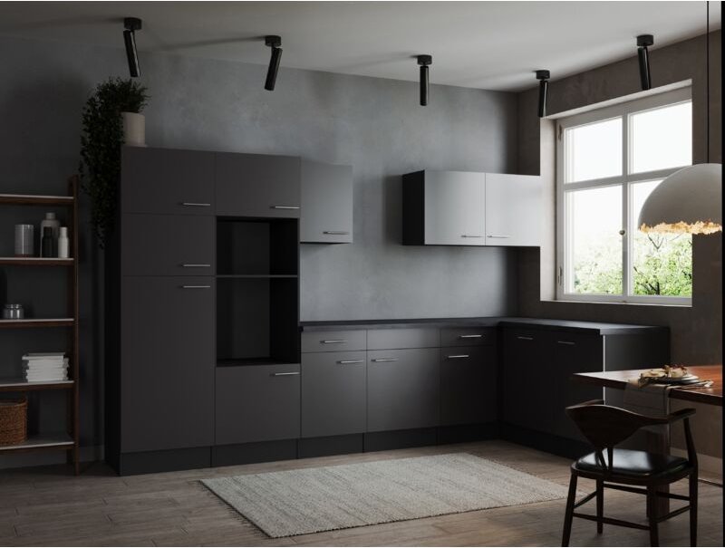 L Küche Leerblock Winkelküche Grau Matt Grau Oliver 340 x 172 cm Respekta