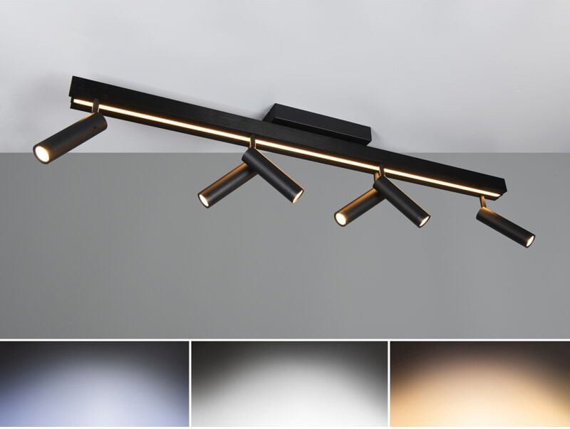 Led Deckenstrahler zeno ausziehbar mit 6 Spots Schwarz, max. Breite 180cm