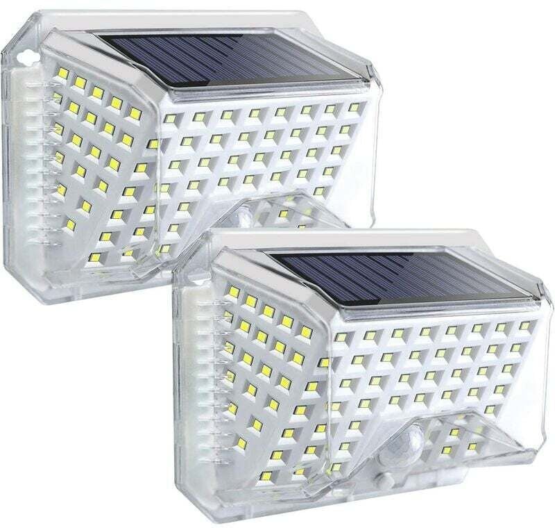 2 Stück Outdoor-Solarlampe, LED-Beleuchtung mit Bewegungssensor, 270°-Winkel, IP65, wasserdicht, kabellos, Outdoor-Solar...
