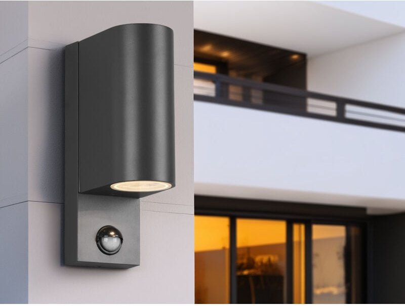 Meinewunschleuchte - Runde led Außenwandleuchte Up and Down mit Bewegungsmelder, Anthrazit