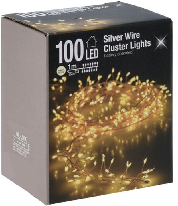 Spetebo - Cluster Micro Lichterkette 100 led warmweiß - 100 cm - Büschel Leuchtdraht Drahtlichterkette