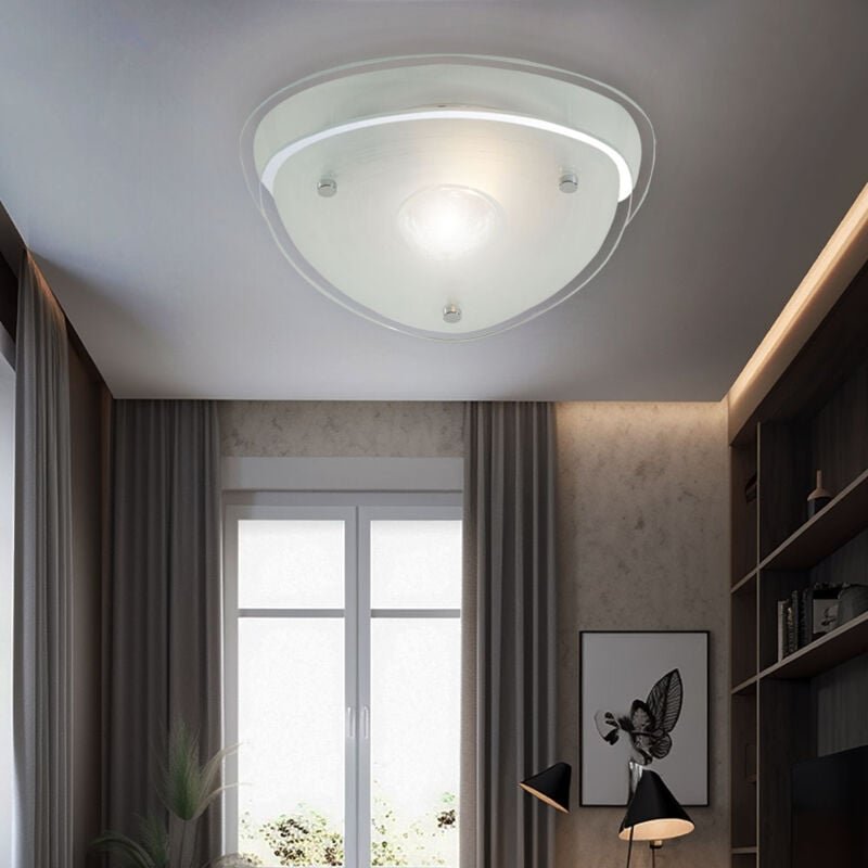 Globo - Deckenlampe Kristallglas Deckenleuchte Wohnzimmerlampe Flurleuchte, Metall chrom, Glas satiniert, 1x E27, LxBxH ...