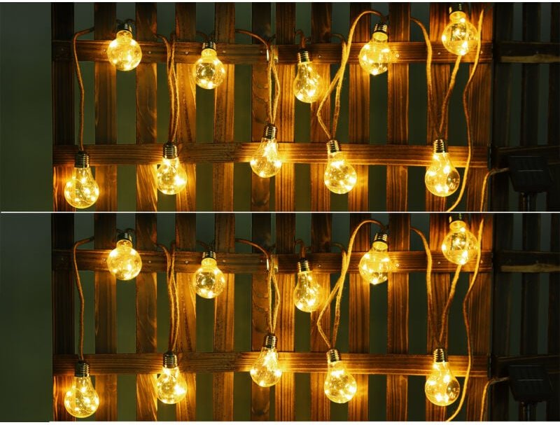 2er Set Solarbetriebene LED Outdoor Lichterkette mit 10 Glühbirnen, 5,7 Meter