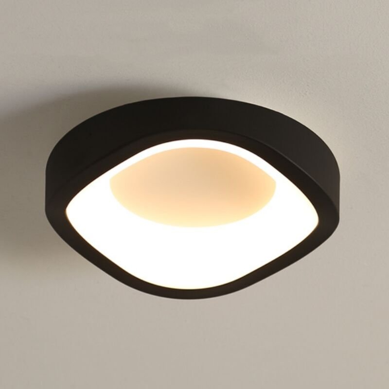 Led Deckenleuchte Design Kreative Deckenlampe Schwarz Ø20cm 12W für Schlafzimmer Bad Balkon Flur Küche - Warmweißes Lich...