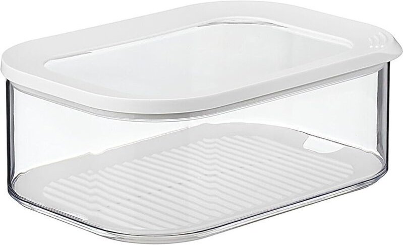 Weiße Aufbewahrungsbox mit Deckel, 22,5 x 18 x 8,7 cm – für Käsestücke und -scheiben – luftdichter Behälter – Küchenaufb...