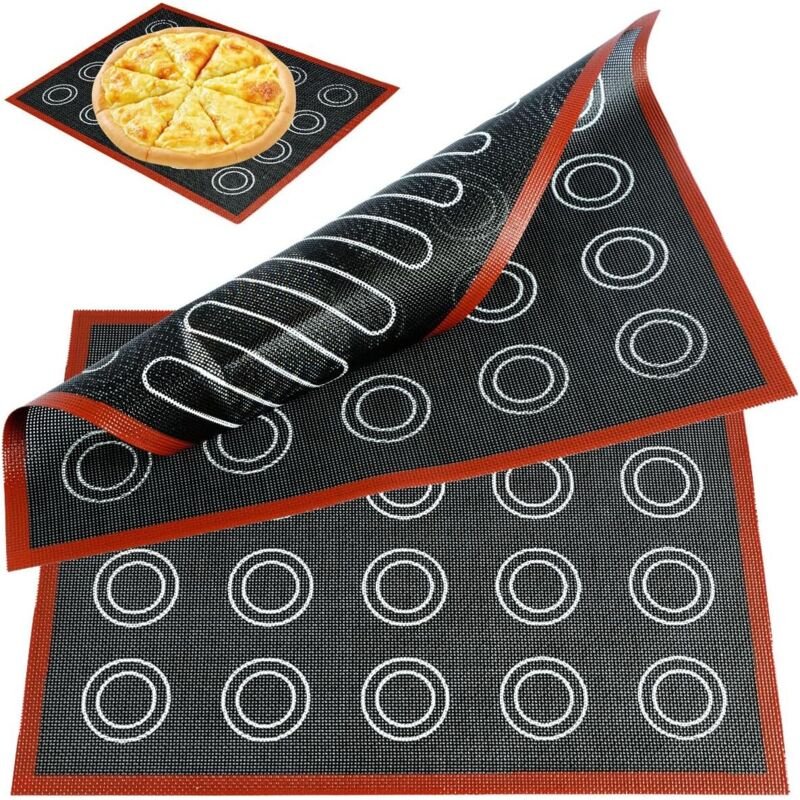 2 Stück Silikon-Macaron-Matte, 40 x 30 cm, superdicke, wiederverwendbare Macaron-Silikon-Backmatte, mikroperforierte Sil...