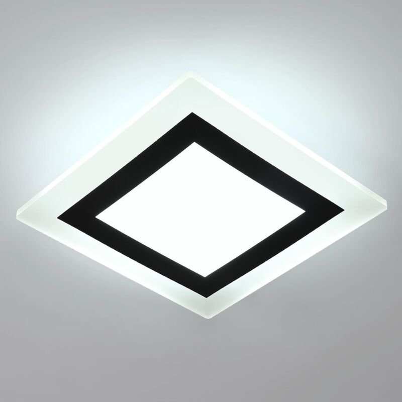 GOECO Kreative LED-Deckenleuchte, 24 W, 2500 lm, quadratische Leuchte aus Aluminium und Acryl für Wohnzimmer, Schlafzimm...