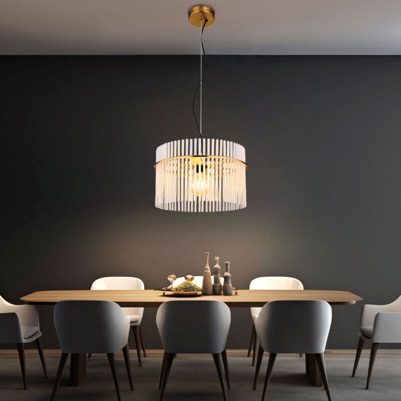 Led Hängeleuchte Pendellampe Esszimmerleuchte Glas gold Deckenleuchte, Metall schwarz Glasstäbe, 1 Flammig, 7W 806lm war...