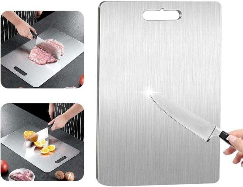 Schneidebrett aus Titan, Edelstahl 304, antibakterielles Schneidebrett aus Edelstahl, Küchenbrett aus Edelstahl für Flei...