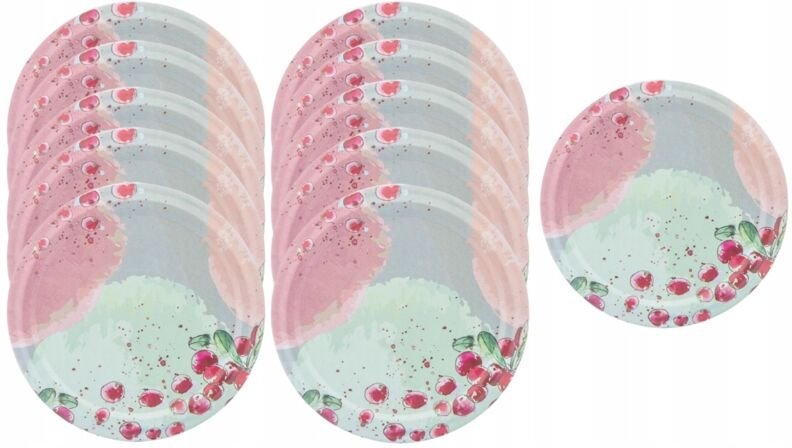 Set mit 10 Einmachglasdeckeln, 6-Haken, 8,2 cm, Metall, Pastellmuster