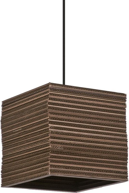 Ledvance - Pendelleuchte Decor Cardboard Square braun aus Wellpappe, leicht, E27, 250 mm Durchmesser, Leuchtenschirm aus...