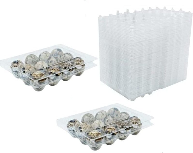 Tigrezy 50er-Pack wiederverwendbare, transparente PVC-Wachteleierboxen mit Deckel für Wachteleier, Kühlschrank